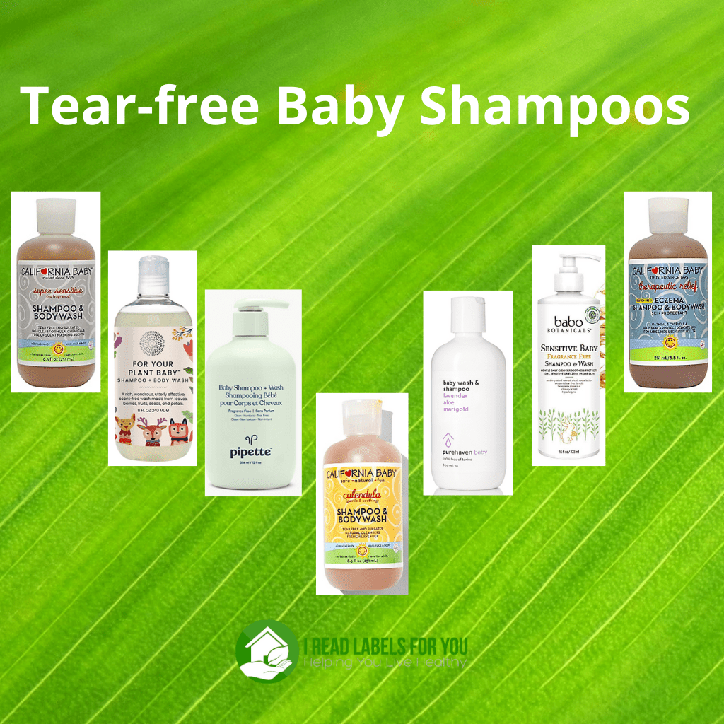 Tear-free shampoo. A picture with seven kinds of Tear-Free Baby Shampoo.