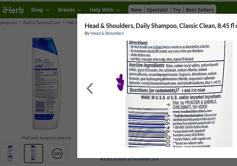 Shampoo ingredients deals