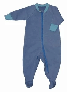 Blue Natural Fleece Baby Pajamas with a zipper