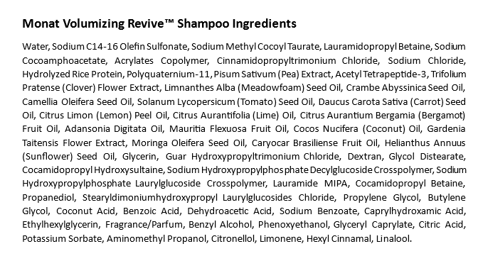 Monat Revive Shampoo Ingredients 2023
