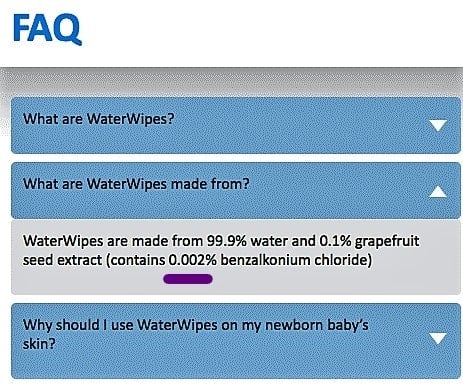 Water shop wipes ingredients