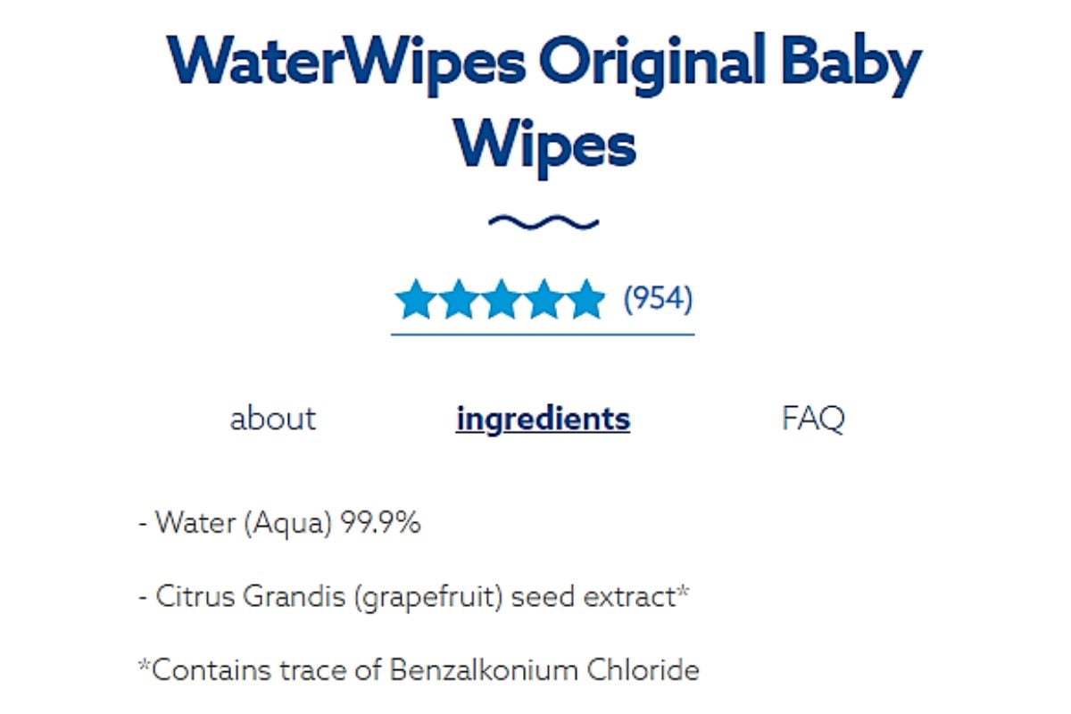 Water Baby Wipes, Pack of 6 original Water wipes