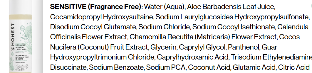 I Read Labels For You opinion on the Honest Shampoo and Body Wash Ingredient List