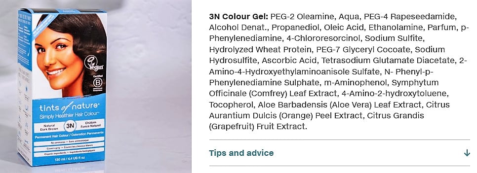 Tints of Nature permanent hair dye ingredients
