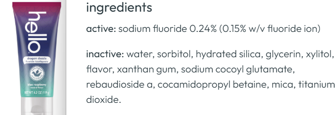 I Read Labels For you opinion on Hello Dragon Dazzle Kids Toothpaste Ingredients