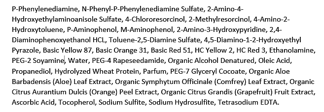 Organic Colour Systems permanent hair color ingredient list
