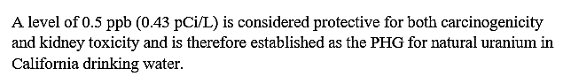 CA_Public Health Goal for contaminants in drinking water and uranium