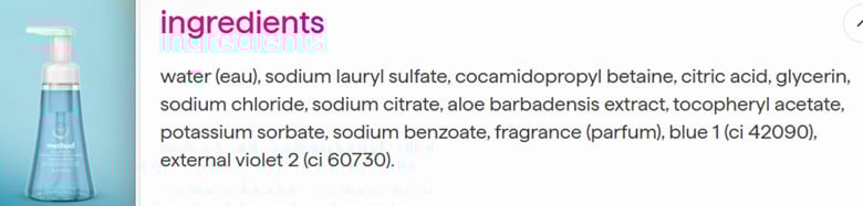 I Read Labels For You opinion on Method Hand Wash ingredients