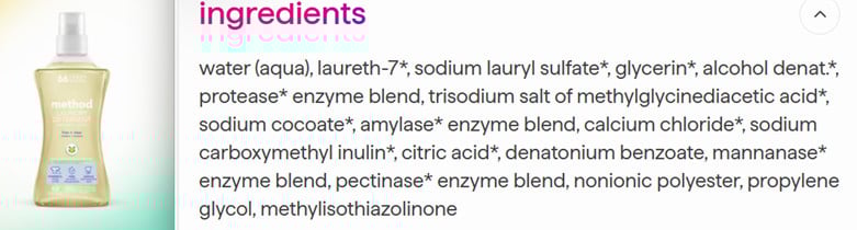 I Read Labels For You opinion on Method Laundry detergent ingredients