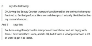 Comments about Beautycounter shampoo & conditioner
