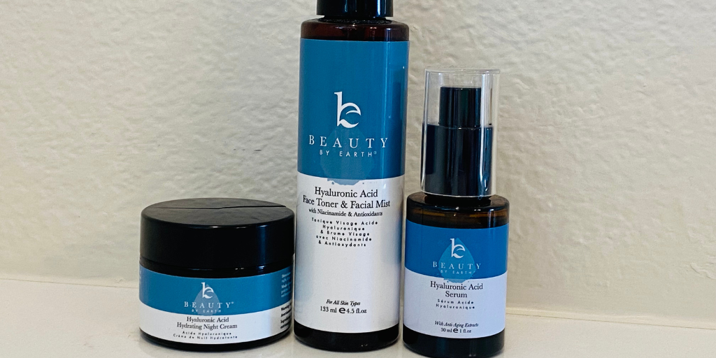 A picture of Beauty by Earth hyaluronic acid trio as holiday gift ideas.