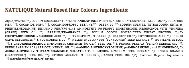 Natulique natural hair color ingredients as of 2023