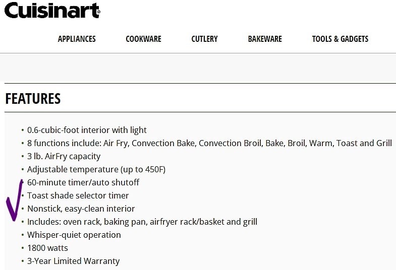 A photo of Cuisinart appliance features