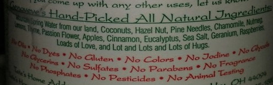 Tate's miracle shampoo ingredients on packaging