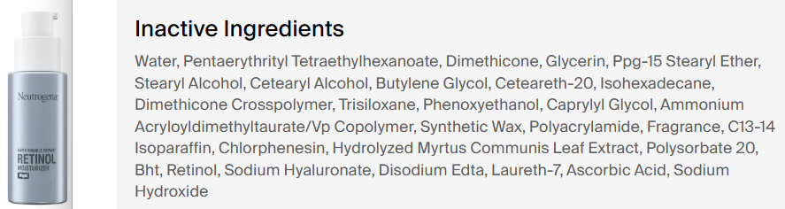 I Read Labels For You opinion on Neutrogena Rapid Wrinkle Repair Night Face Moisturizer ingredient list