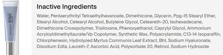 I Read Labels For You opinion on Neutrogena Rapid Wrinkle Repair Retinol Eye Cream Ingredient List