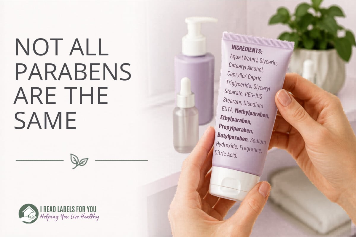 An image of a hand cream with a list of ingredients including four parabens. I Read Labels For You opinion on whether parabens are safe