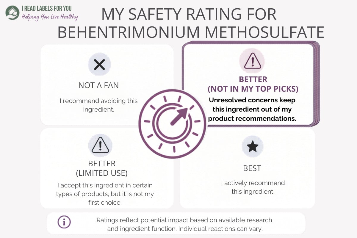 IRLFY safety rating for Behentrimonium Methosulfate infographic: Better Not In My Top Picks