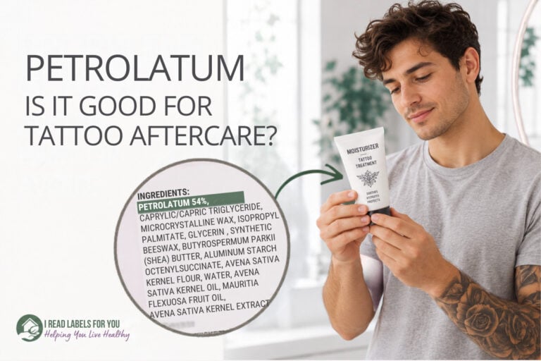 I Read Labels For You answering the question Is Petrolatum Safe. Image of a man holding a product featuring the ingredient.