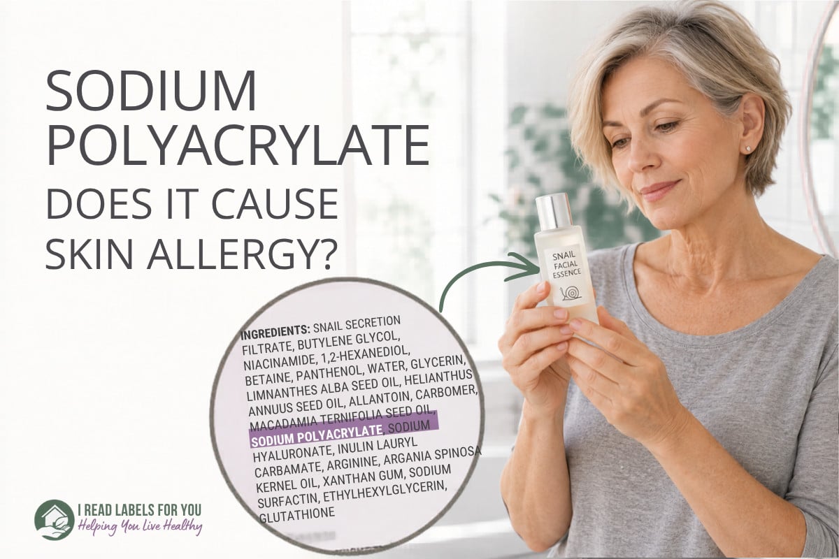I Read Labels For You answering the question Is Sodium Polyacrylate Safe. Image of a woman holding a product featuring the ingredient.
