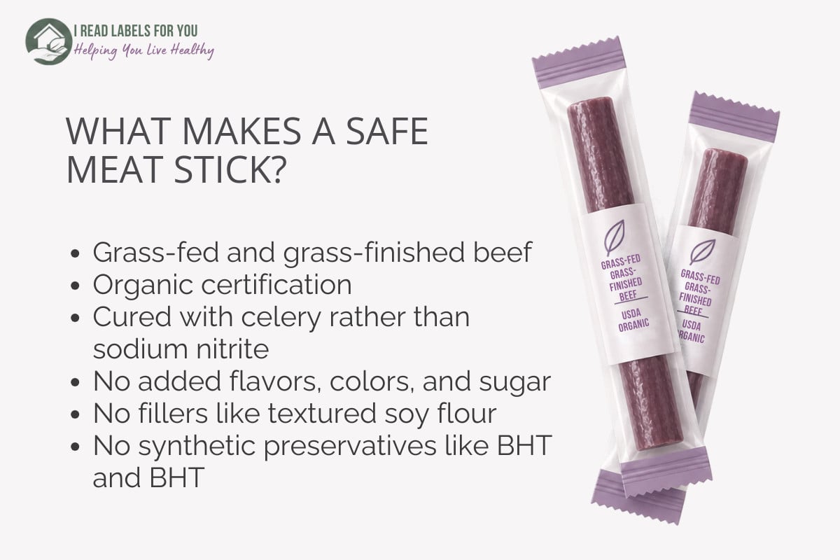Infographic depicting meat sticks and answering the question What makes a safe meat stick